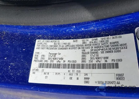 2014 Ford Fiesta St из США, поврежденный, VIN 3FADP4GX3EM201232